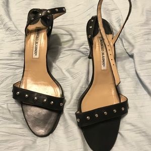 Black studded Manolo Blahniks